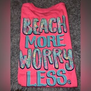 Beach More Worry Less Girlie Girl Originals Kids Tee
